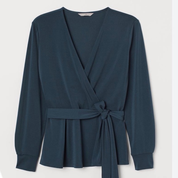 H&M Deep Blue Wrap Blouse - Picture 1 of 6